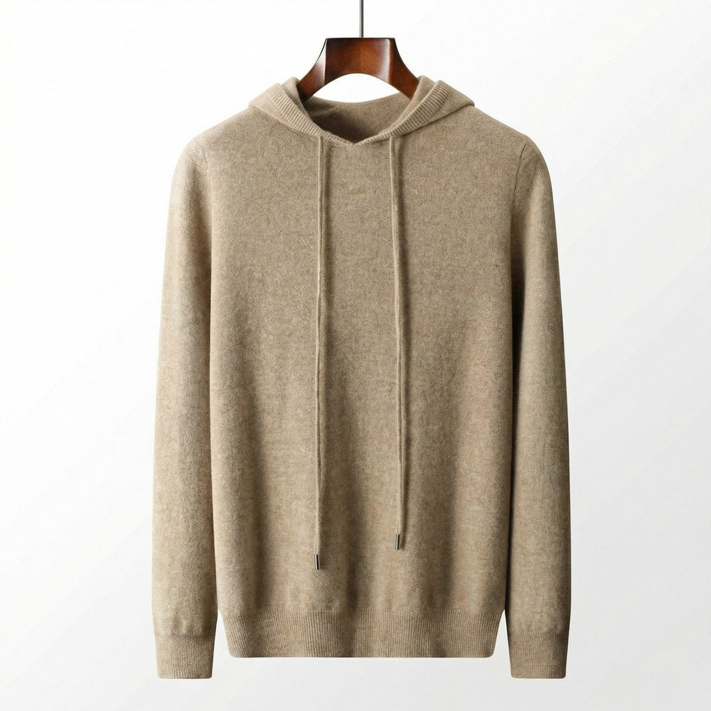 Stickad Hoodie – Beige
